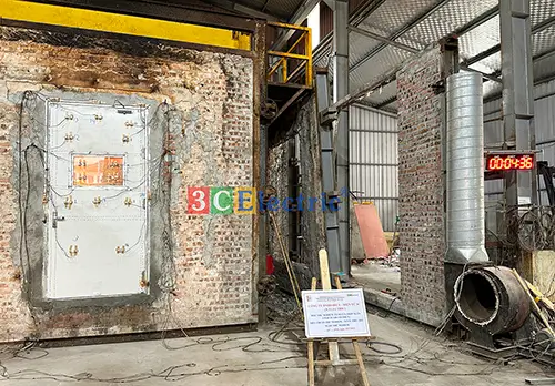 thử nghiệm cửa chống cháy 120 phút cửa chống cháy đốt kiểm định EI120